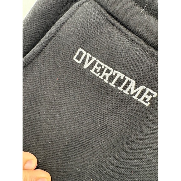 Overtime Mens Fleece Jogger Sweatpants Black Graphic Logo Size Medium - Picture 7 of 7